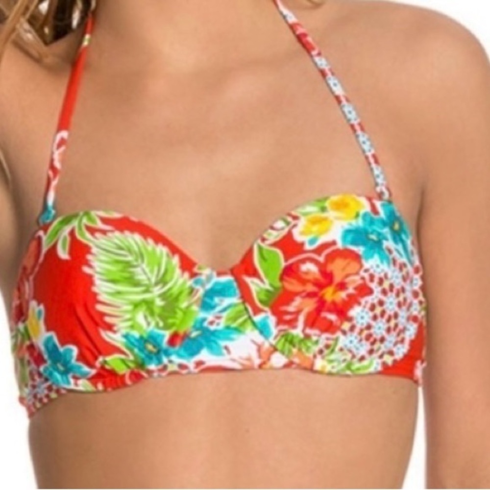 The Bikini Lab Red and Blue Bandeau Bikini Top